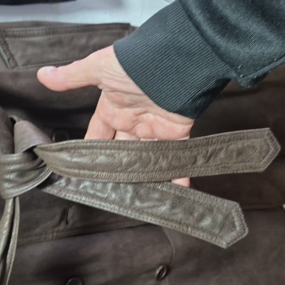 Pelle Cuir Men's Brown Full Length Leather Trench Coat Sz M GORGEOUS!! - Picture 5 of 17